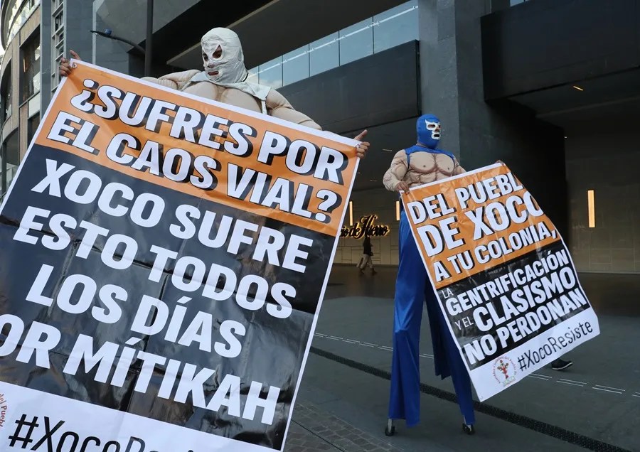 Habitantes del pueblo Xoco en Ciudad de México se manifiestan contra la gentrificación en su