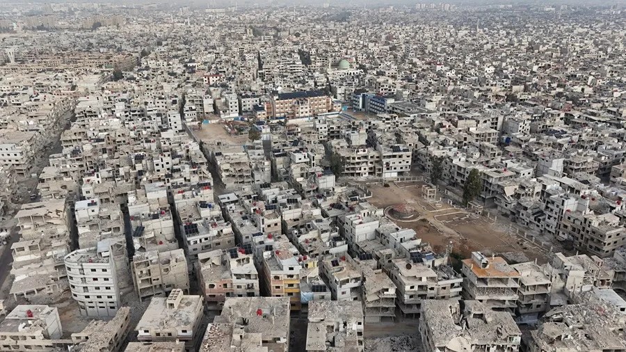 Fotograf&iacute;a a&eacute;rea del campamento de Yarmuk en Damasco, Siria