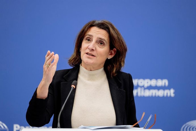 Archivo - La vicepresidenta de Transici&oacute;n Limpia, Justa y Competitiva de la Comisi&oacute;n Europea, Teresa Ribera, en una comparecencia ante la prensa.