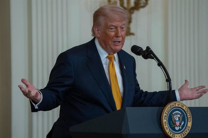 06 May 2026, US, Washington: US President Donald Trump speaks during a Mother's Day Celebration in the East Room of the White House. Photo: Andrew Leyden/ZUMA Press Wire/dpa