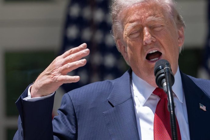 May 8, 2026, Washington, District Of Columbia, USA: United States President Donald J Trump gives remarks during a luncheon for Gold Star Mothers and Angel Mothers to honor Mother's Day, in the Rose Garden of the White House in Washington, DC, USA, on Frid